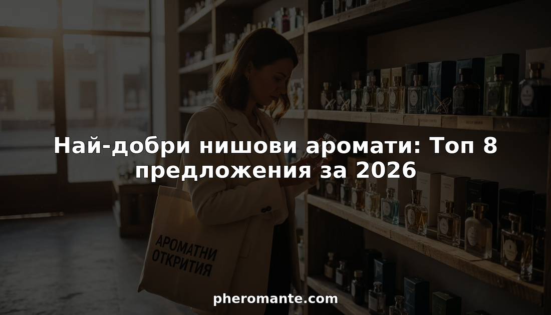 Дама разглежда и избира бутиков парфюм в специализиран магазин, търсейки онзи уникален аромат, който най-добре подчертава нейната индивидуалност.