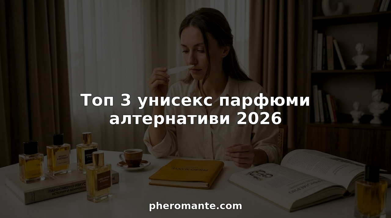 Жена избира унисекс парфюми, като ги тества на бюрото си и сравнява аромати.