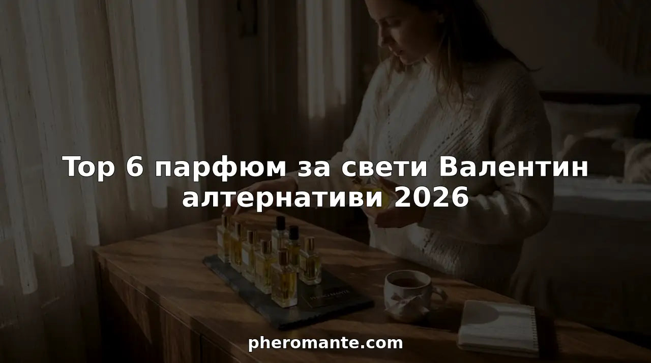Жена стои пред тоалетката, огряна от слънчева светлина, и внимателно избира любимия си парфюм.